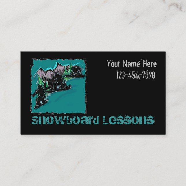 Snowboarding customizable business card (Front)