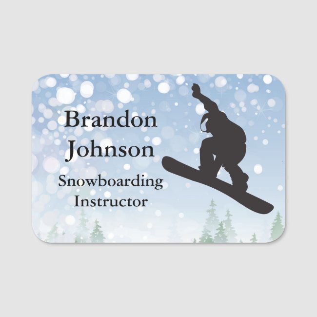 Snowboarding Design Name Tag
