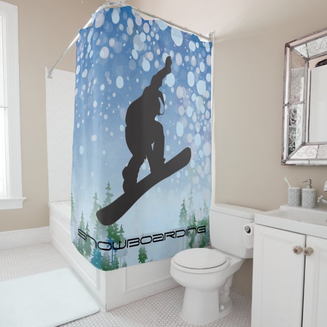 Snowboarding Design Shower Curtain