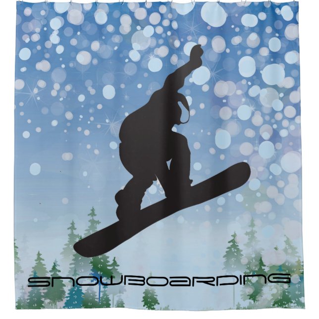 Snowboarding Design Shower Curtain (Front)
