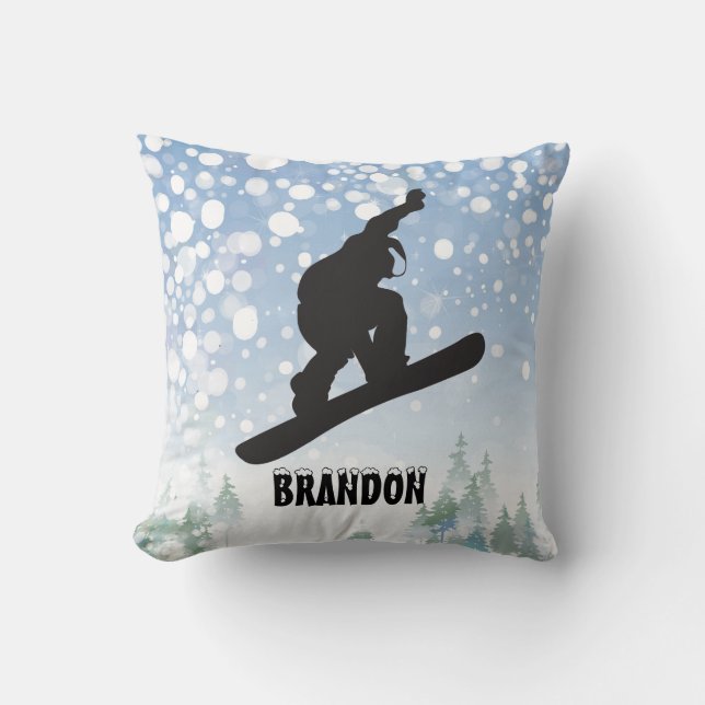 Snowboarding Design Throw Pillow (Front)