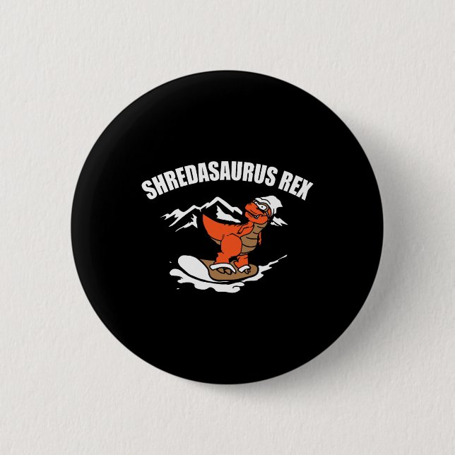 Snowboarding Dinosaur Funny Snowboard Kid Gift  Button (Front)