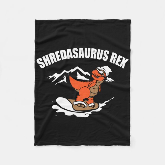 Snowboarding Dinosaur Funny Snowboard Kid Gift  Fleece Blanket (Front)