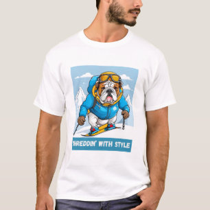 Snowboarding English Bulldog Shreddin’ With Style T-Shirt