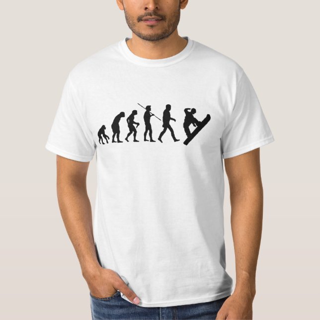 SNOWBOARDING EVOLUTION FUNNY WINTER SPORTS T-Shirt (Front)