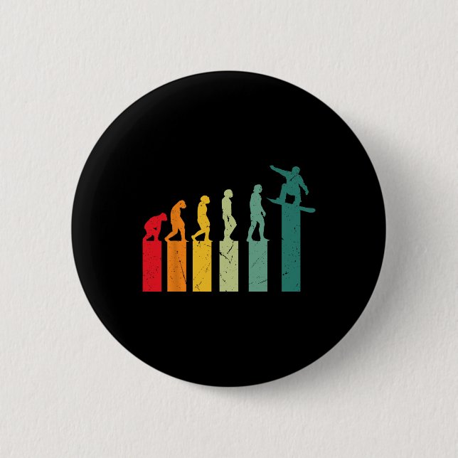 Snowboarding Evolution Mountains Ski Slope Snowboa Button (Front)