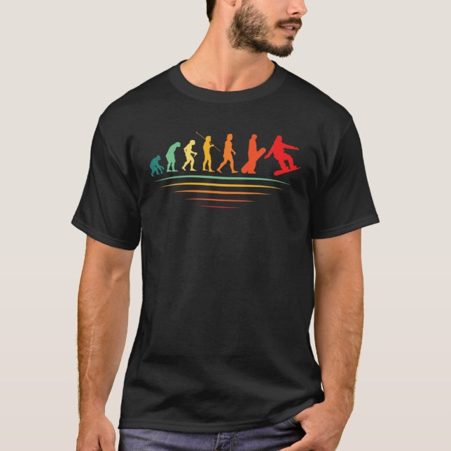 Snowboarding Evolution Retro Snowboard Outfit Snow T-Shirt (Front)