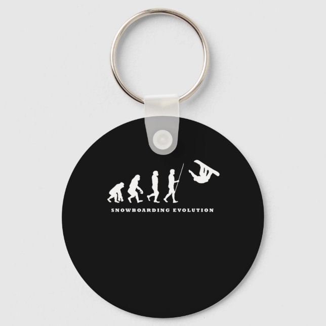 Snowboarding Evolution Vintage Snowboard Gift Keychain (Front)