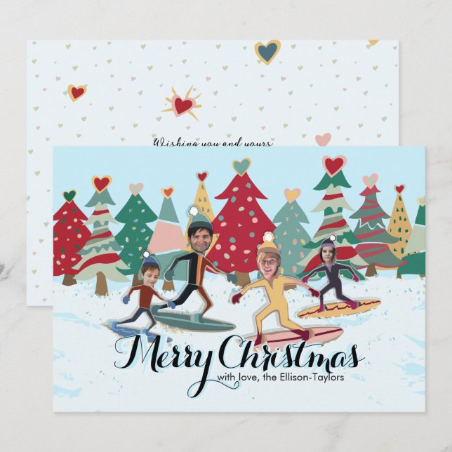 Snowboarding Family Christmas Card (Front/Back)