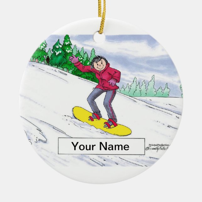 Snowboarding - Female Ceramic Ornament (Front)