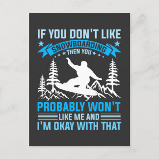 snowboarding funny sayings for enthusiast  postcard