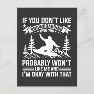 snowboarding funny sayings for enthusiast postcard