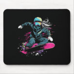 Snowboarding Girl Graphic  Mouse Pad