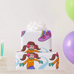 Snowboarding Girl Snow Fun Wrapping Paper