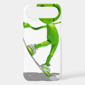 Snowboarding Green Alien iPhone 4/4s Case (Back)
