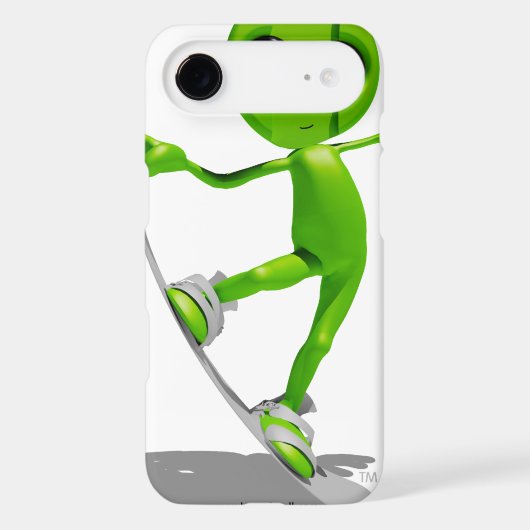 Snowboarding Green Alien iPhone 4/4s Case (Back)