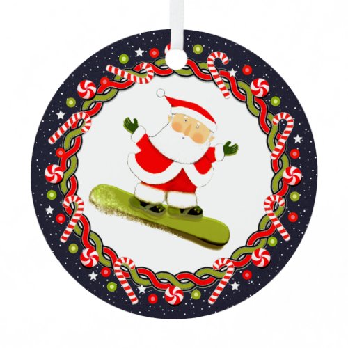 Snowboarding Holiday Gift Ceramic Ornament