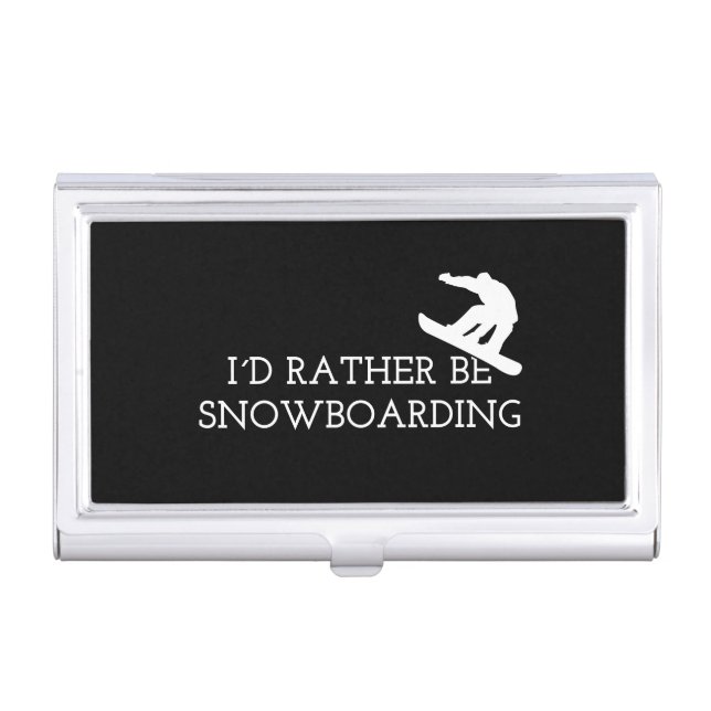 Snowboarding - I'd Rather Be Snowboarding Business Card Case (Front)