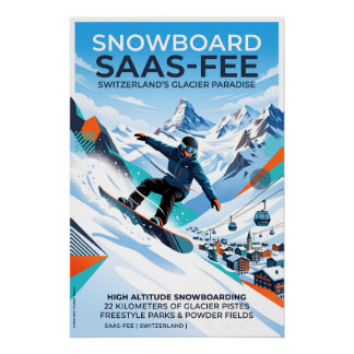 Snowboarding in Saas-Fee Poster
