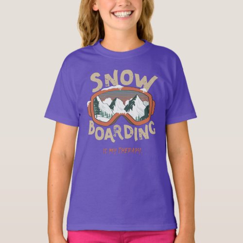 Snowboarding Is My Therapy Funny Mountain Winter  T_Shirt