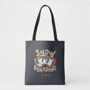 Snowboarding Is My Therapy Funny Mountain Winter Tote Bag