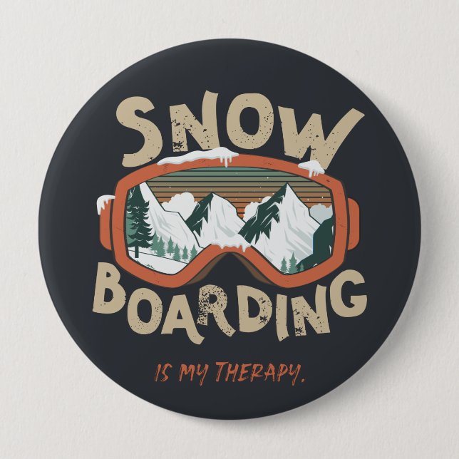 Snowboarding Is My Therapy - Winter Sport Button (Front)