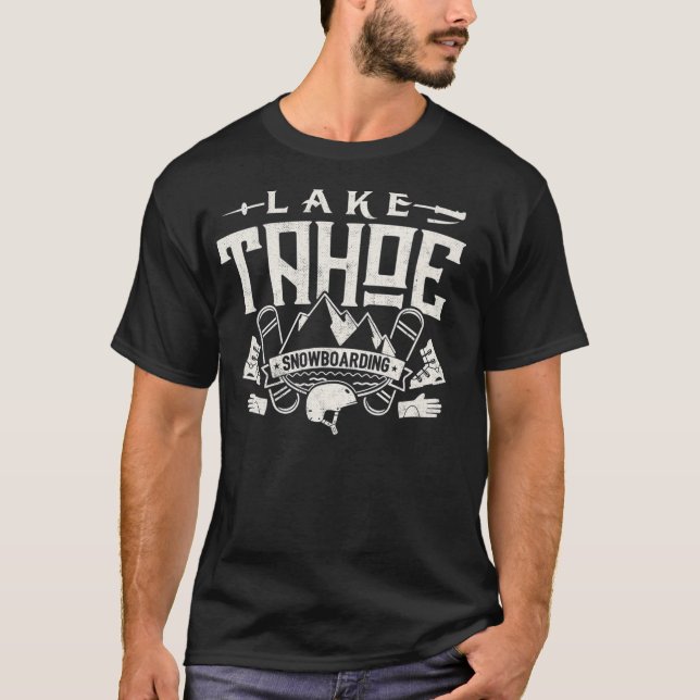 Snowboarding Lake Tahoe T Shirt Snow Boarding Prem (Front)