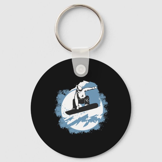 Snowboarding Mountain Wintersports Ski  Keychain (Front)