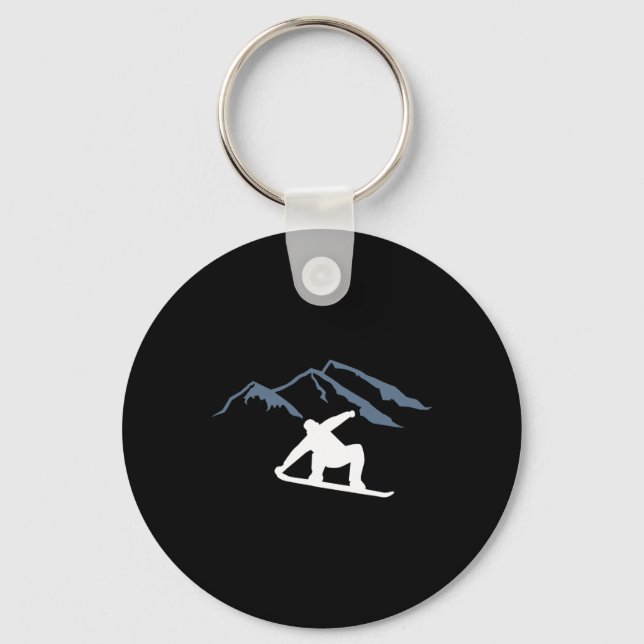 Snowboarding Mountains  Keychain (Front)