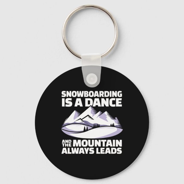Snowboarding Mountains - Snowboard  Keychain (Front)