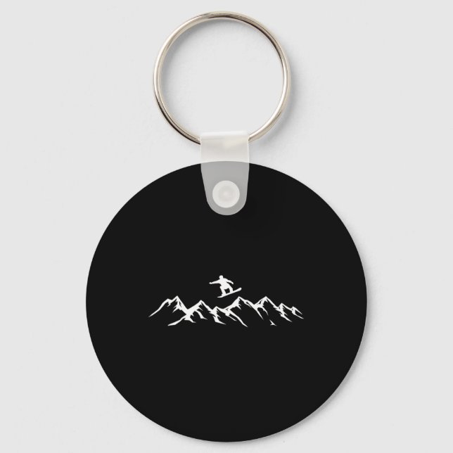 Snowboarding Mountains Snowboarder  Keychain (Front)