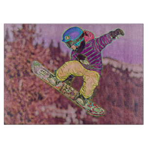 Snowboarding painting cutting board