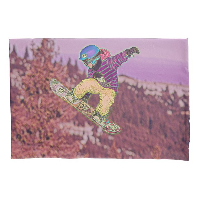 Snowboarding painting pillow case (Front)