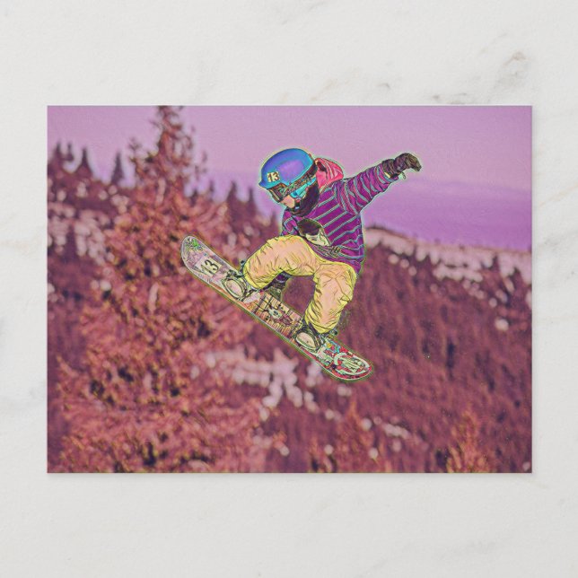 Snowboarding painting postcard (Front)
