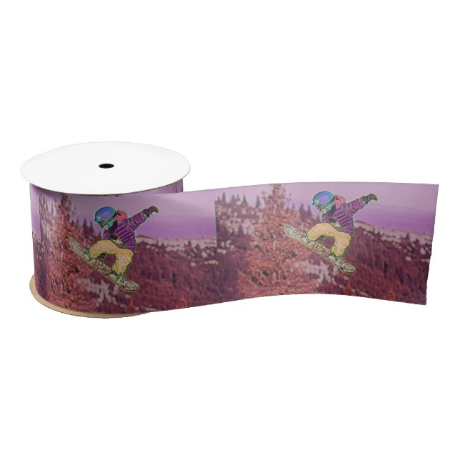 Snowboarding painting satin ribbon (Spool)