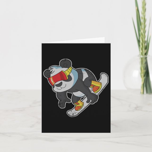 Snowboarding Panda Bear  Card (Front)