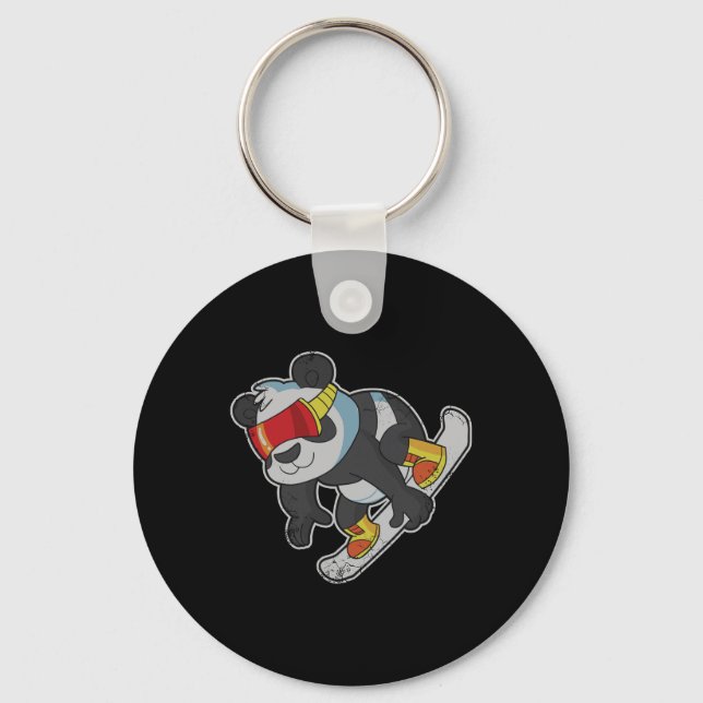 Snowboarding Panda Bear  Keychain (Front)