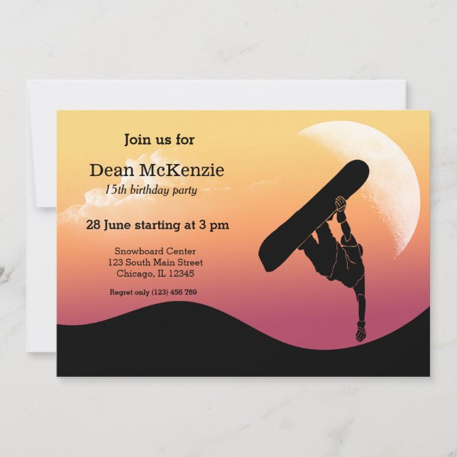 Snowboarding Party Invitation (Front)