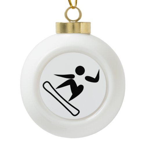 Snowboarding Pictograph Ceramic Ball Christmas Ornament