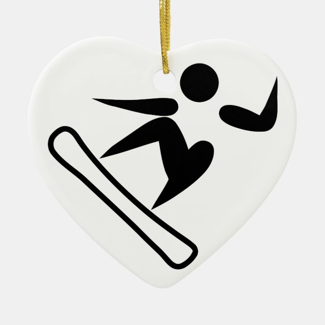 Snowboarding Pictograph Ceramic Ornament (Front)
