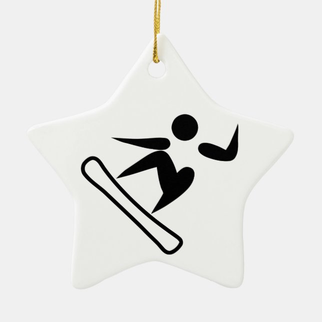 Snowboarding Pictograph Ceramic Ornament (Front)