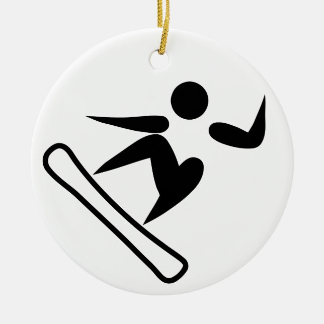 Snowboarding Pictograph Ceramic Ornament (Front)