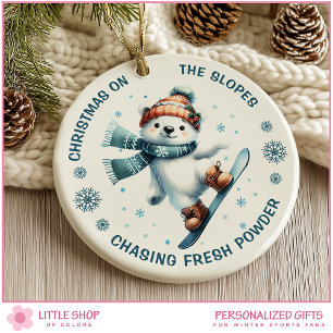 Snowboarding Polar Bear Custom Photo Ceramic Ornament