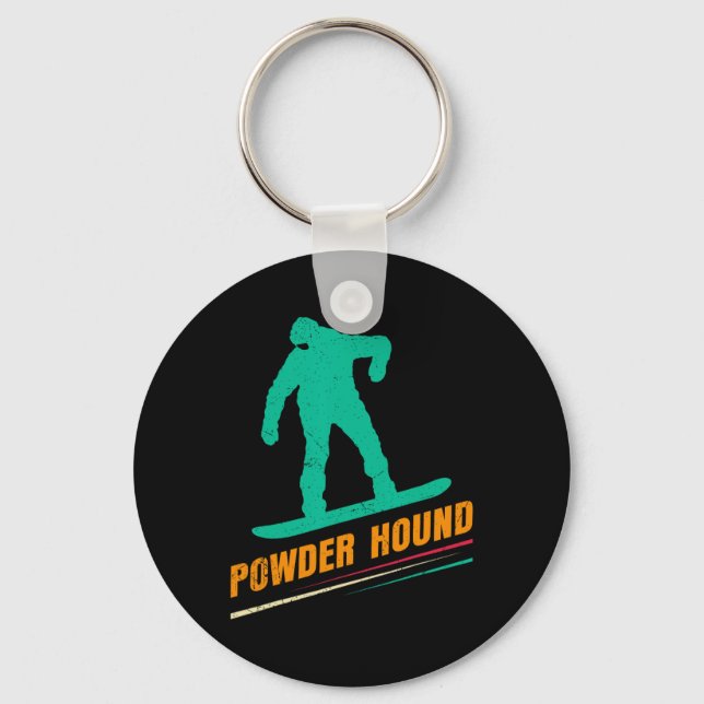 Snowboarding Powder Hound Funny Snowboard Children Keychain (Front)