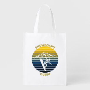 Snowboarding Queen Grocery Bag