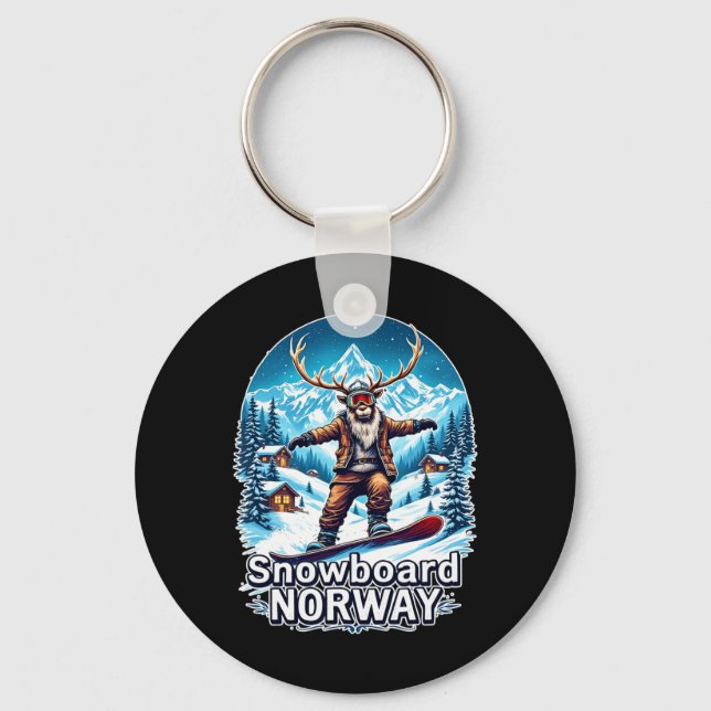 Snowboarding Reindeer Adventure In Norway  Keychain (Front)