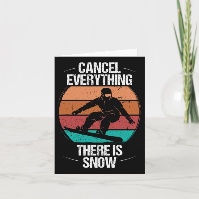 Snowboarding Retro Cancel Everything Snow Vintage  Card (Front)