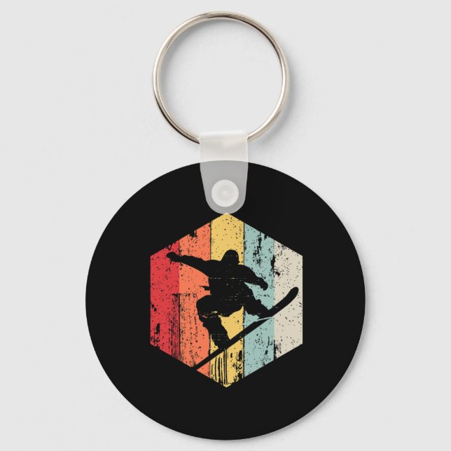 Snowboarding Retro Style Snowboarder  Keychain (Front)