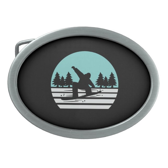 Snowboarding Retro Vintage Belt Buckle (Front)