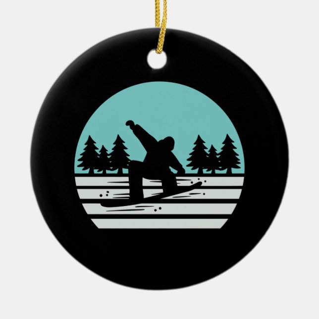 Snowboarding Retro Vintage Ceramic Ornament (Front)